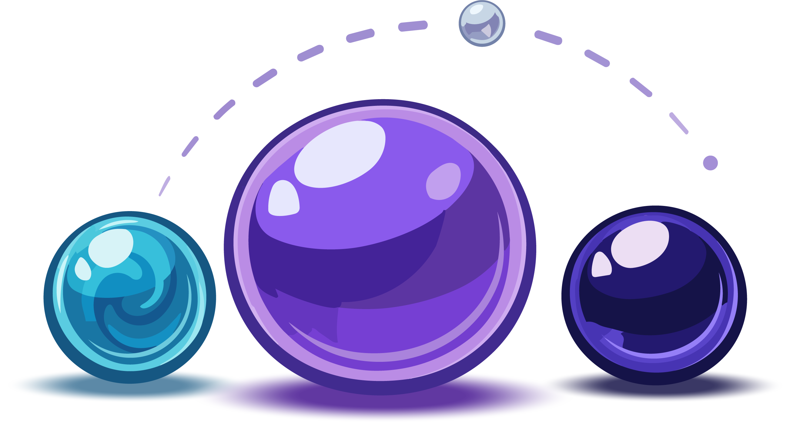 Three marbles on a motion path